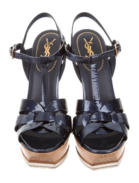 ysl wedges shoes|YSL tribute sandals with tights.